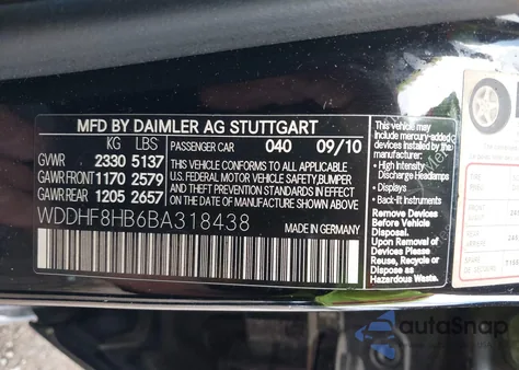 2011 Mercedes-Benz E 350 4Matic из США, поврежденный, VIN WDDHF8HB6BA318438